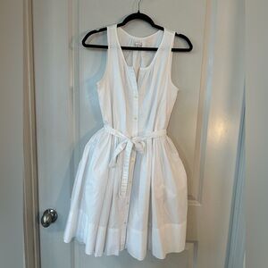 GAP Shadow Striped Belted Button Up Fit & Flare Sleeveless Cotton Dress, Size 6